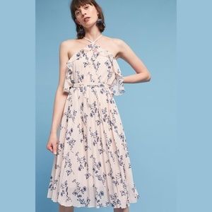 Anthropologie Shoshanna Aisha Halter Chiffon Dress
